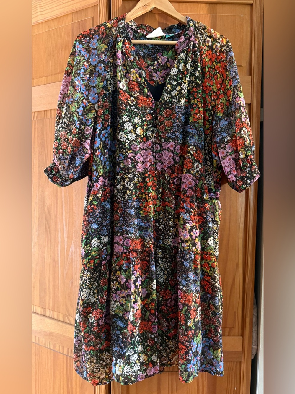 Maeve by Anthropologie Black Floral Midi Dress